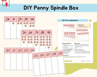 US Money Penny Spindle Box Montessori Material Math Money Activity Manipulatives Primary Montessori Lower Elementary Printable