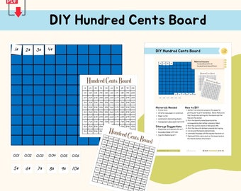 US Money Hundred Cents Board DIY Montessori Material Math Money Activity Manipulatives Primary Montessori Lower Elementary Printable