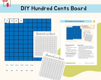 US Money Hundred Cents Board DIY Montessori Material Math Money Activity Manipulatives Primary Montessori Lower Elementary Printable