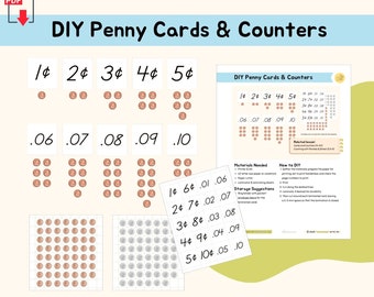 US Money Penny Cards and Counters Montessori Material Math Money Activity Manipulatives Primary Montessori Lower Elementary Printable