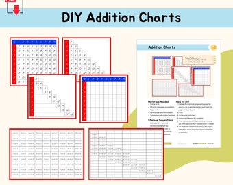 Addition Charts DIY Montessori Math Material Extension Activity Montessori DIY Activity Math Operations Practice, PDF Printable