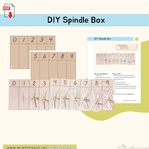Montessori Spindle Box DIY Montessori Math Material Counting 1 to 9 Primary Math Preschool Montessori DIY Material, PDF Printable