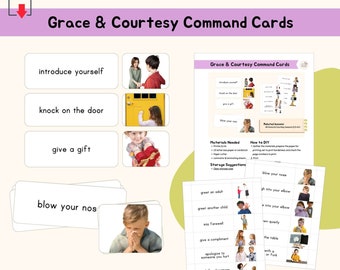 Grace & Courtesy Command Cards Montessori Practical Life Skill Extension Activity Montessori Care of Relationships Lesson Material, PDF