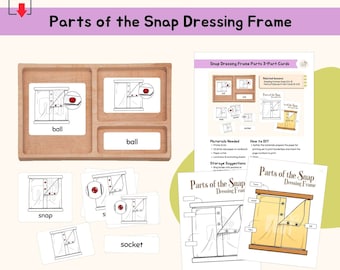 Parts of Snap Dressing Frame 3-Part Cards Montessori Practical Life Care of Self Montessori Language Lesson Life Skill Activity, PDF