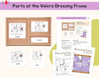 Parts of Velcro Dressing Frame 3-Part Cards Montessori Practical Life Care of Self Montessori Language Lesson Life Skill Activity, PDF