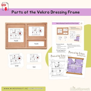 Parts of Velcro Dressing Frame 3-Part Cards Montessori Practical Life Care of Self Montessori Language Lesson Life Skill Activity, PDF