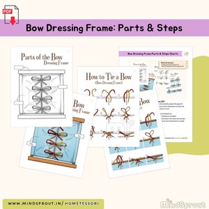 Parts of Bow Dressing Frame Charts and How to Tie a Bow Montessori Practical Life Care of Self Montessori Language Lesson Life Skill, PDF