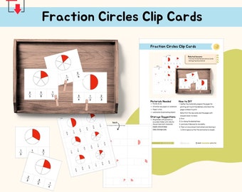 Fraction Circles Clip Cards Montessori Material Math Extension Activity Primary Montessori Fraction Equivalences Lower Elementary Printable