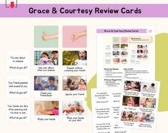 Grace & Courtesy Review Cards Montessori Practical Life Skill Extension Activity Montessori Care of Relationships Lesson Material, PDF