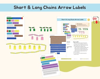 Montessori Short Chain and Long Chain Labels Montessori Math Material Arrow Labels for Skip Counting Montessori DIY Material, PDF Printable