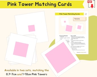 Pink Tower Matching Cards Montessori Sensorial Extension Material Small & Regular Pink Tower Preschool Kindergarten Homeschool Material PDF