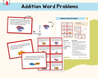 Addition Word Problems Montessori Math Material Extension Activity Math Operations Practice Math Word Problems, PDF Printable