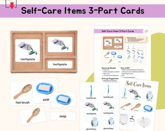 Self-Care Items 3-Part Cards Montessori Practical Life Extension Activity Montessori Life Skill Language Lesson Care of Self Materials, PDF