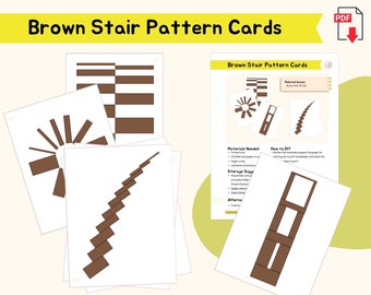Brown Stairs Pattern Cards Montessori Sensorial Extension Activity Broad Stairs Montessori Pattern Cards Homeschool Material PDF