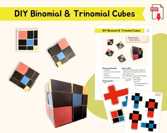 DIY Binomial Cube Trinomial Cube Montessori Sensorial Material DIY Montessori Homeschool Sensorial Montessori Material Extension PDF