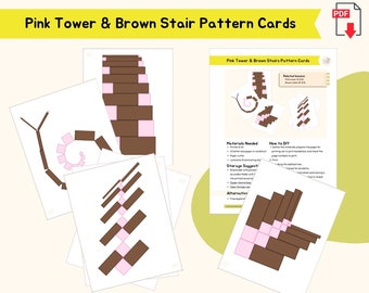 Pink Tower & Brown Stair Pattern Cards Montessori Sensorial Extension Activity Preschool Material Montessori Homeschool Material PDF