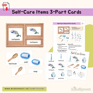 Self-Care Items 3-Part Cards Montessori Practical Life Extension Activity Montessori Life Skill Language Lesson Care of Self Materials, PDF