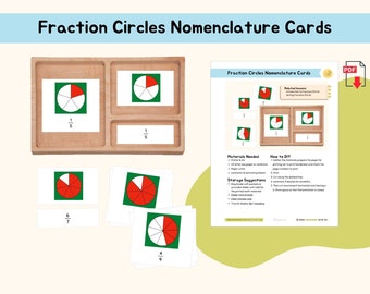 Fraction Circles Nomenclature Cards Montessori Material Math Extension Activity Primary Montessori Fractions Lower Elementary Printable