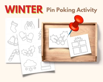 WINTER Push Pin Poke Prick Punch Activity Christmas Fine Motor Skills Work Preschool Hands-on Activity Montessori Practical Life Printable