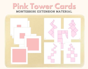 Pink Tower Cards Montessori Sensorial Material Pink Tower Pattern Cards Extension Activity Montessori Matching Cards, PDF Printable