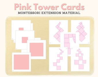 Rosa Turm Karten Montessori Sensorial Material Rosa Turm Muster Karten Erweiterung Aktivität Montessori Matching Cards, PDF Printable