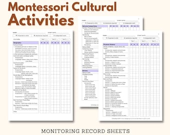 Montessori CULTURAL Activities Monitoring Record Sheet Geography Scope & Sequence Botany Zoology Montessori Arts and Music Primary Level 3-6