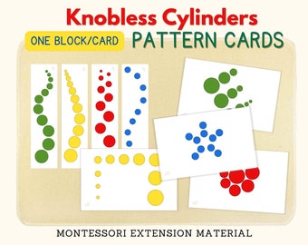Knobless Cylinders Pattern Cards (1 Block/Card) Montessori Sensorial Material Extension Activity Montessori Matching Cards, PDF Printable