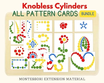 Knobless Cylinders Pattern Cards BUNDLE Montessori Sensorial Material Extension Activity Montessori Matching Cards, PDF Printable