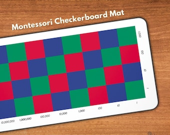 Montessori Checkerboard Mat Multiplication Work Mat Montessori Math Material Chequerboard for Lower Elementary Neoprene Fabric Rubber Back
