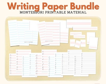 Montessori Writing Paper BUNDLE Sheet Strip Booklet Montessori Language Material Nomenclature Letter Tracing Handwriting Copy Work Printable