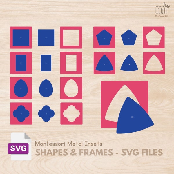 SVG Metal Inset Shape Montessori Language PreWriting Tool Montessori DIY Material Svg for Cricut or Cnc Wood Cut Machine Montessori SVG file