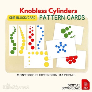 Tarjetas con patrones de cilindros sin botones (1 bloque/tarjeta), material sensorial Montessori, actividad de extensión, tarjetas de emparejamiento Montessori, PDF imprimible