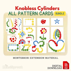 Paquete de tarjetas con patrones de cilindros sin botones, material sensorial Montessori, actividad de extensión, tarjetas de emparejamiento Montessori, PDF imprimible