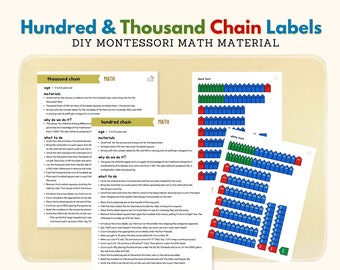 Montessori Hundred Chain and Thousand Chain Arrow Labels Montessori Math Material Lower Elementary Activity, PDF Printable