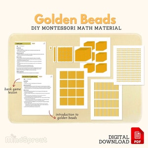 DIY Golden Beads Montessori DIY Math Material Introduction to Decimal System Primary Montessori Math Activity Lower Elementary PDF Printable