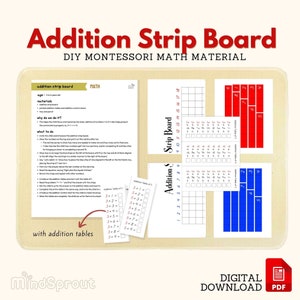 Addition Strip Board DIY Montessori Math Material Extension Activity Montessori DIY Activity Math Operations Practice, PDF Printable
