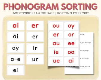 PHONOGRAM Sorting Activity Montessori Language Dwyer Approach Key Phonogram Key Sounds Reading Activity Spelling Work Decode, PDF Printable