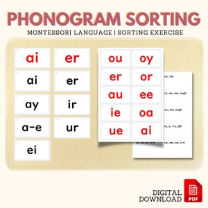 PHONOGRAM Sorting Activity Montessori Language Dwyer Approach Key Phonogram Key Sounds Reading Activity Spelling Work Decode, PDF Printable