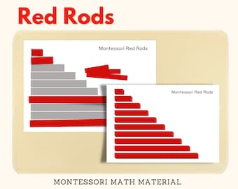 Red Rods Montessori Sensorial Material Extension Worksheet Coloring Grading Matching Homeschool Activity for Toddler Preschool PDF Printable