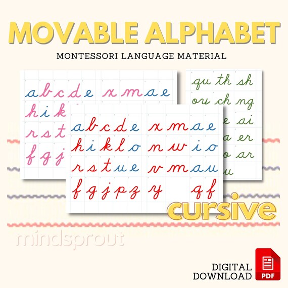 Printable Montessori Movable Alphabet in Print and Cursive Fonts 