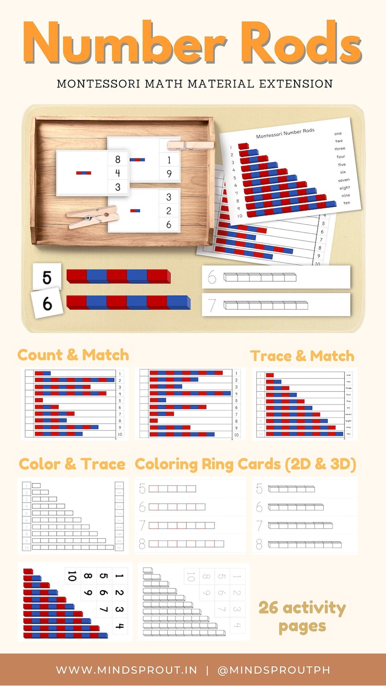 Number Rods Montessori Math Material Extension Activity Etsy