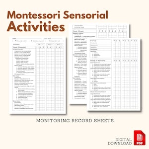 Montessori SENSORIAL Activities Monitoring Record Sheet Scope & Sequence Progress Report

Child Curriculum Montessori Teacher Guide Progress Report Activity Checklist Montessori School Homeschooling Record Keeping List Teacher Recording