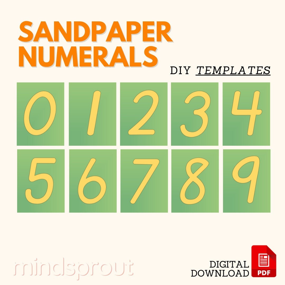 sandpaper numerals diy templates montessori math material etsy