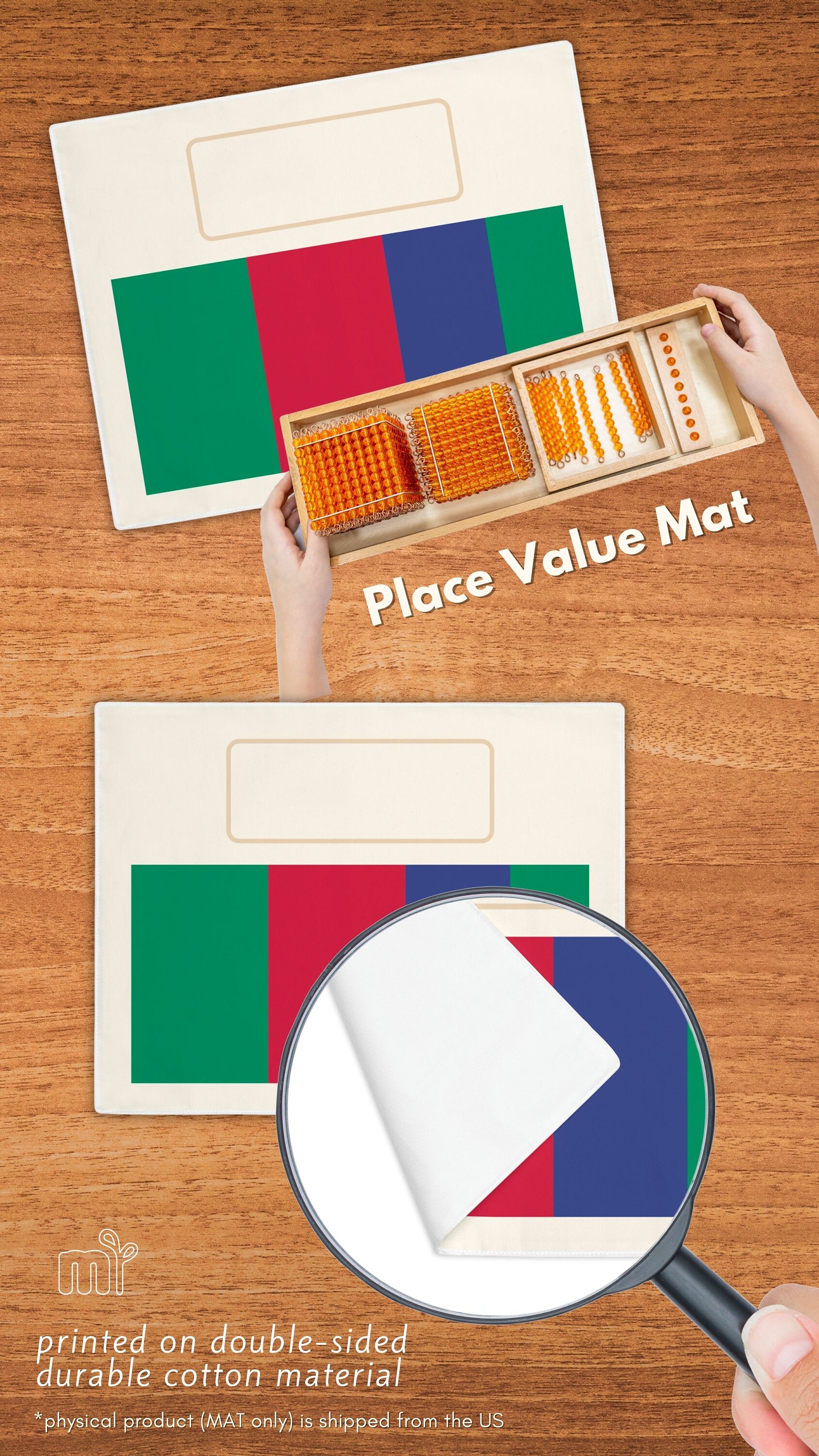 Elementary Math Work Mat Place Value Work Mat Montessori Math Material Montessori Mat Cotton ...