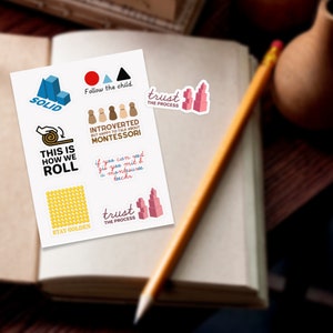Montessori Sticker Sheet Pack Cadeau pour Montessori Teacher Journaling Sticker Bundle Montessori Quotes Sticker Pack pour Scrapbook Notebook
