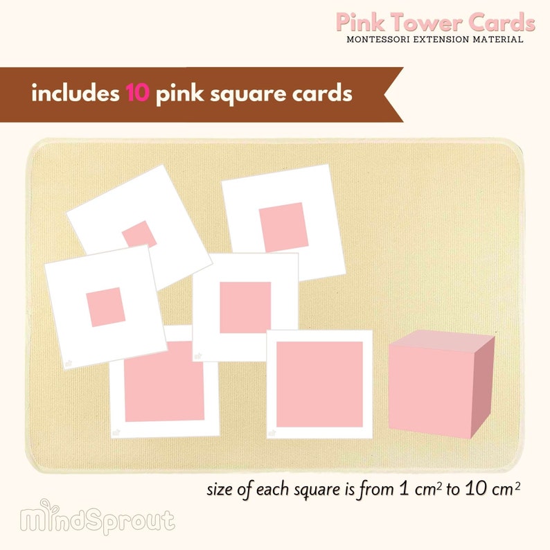 Pink Tower Cards Montessori Sensorial Material Pink Tower Pattern Cards Pink Tower Cards Montessori Sensorial Material Pink Tower Pattern Cards