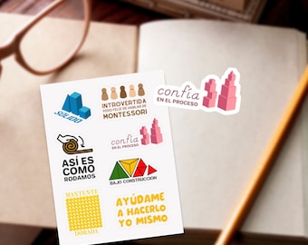 Spanish Montessori Sticker Sheet Pack Gift for Montessori Teacher Journaling Sticker Bundle Montessori Quotes Sticker Pack for Notebook Gift