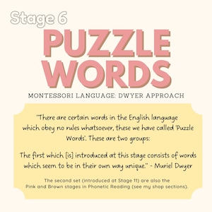 PUZZLE Words Montessori Language Dwyer Approach Sight Words Montessori Memory Word Game Homeschool Classroom Daycare Activity