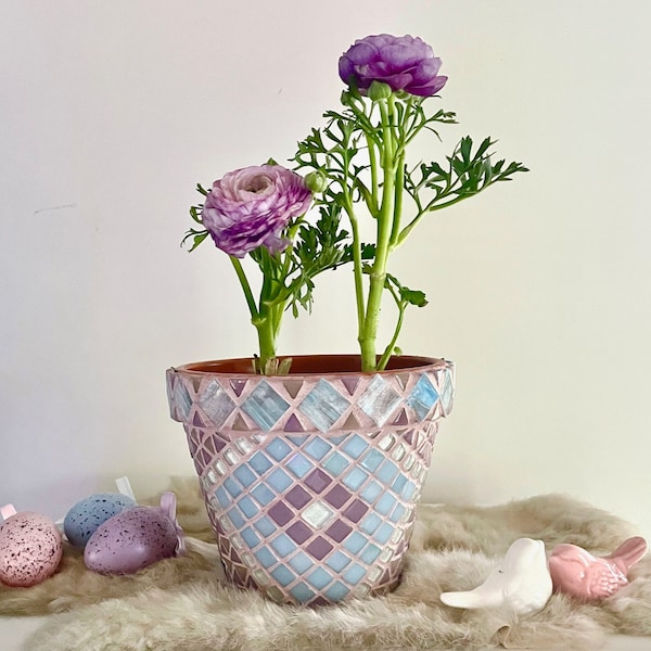 Pot de fleur, faire le vôtre ou acheter tout fait, mosaïque, kit, DIY, cadeau, original, ornement, décoration, maison/jardin