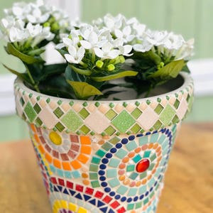 Blumentopf, selber basteln (DIY) oder fertig bestellt (MBM), Mosaik, Geschenkidee, Garten- & Heimdekoration, 3 Größen, wählen Sie Ihre Farben